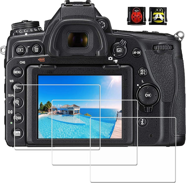 PCTC D780 Screen Protector for Nikon D850 D750 D7200 D7100 D500 D800 D800e D610, 3 Packs Tempered Glass, 1* Ladybug 1*