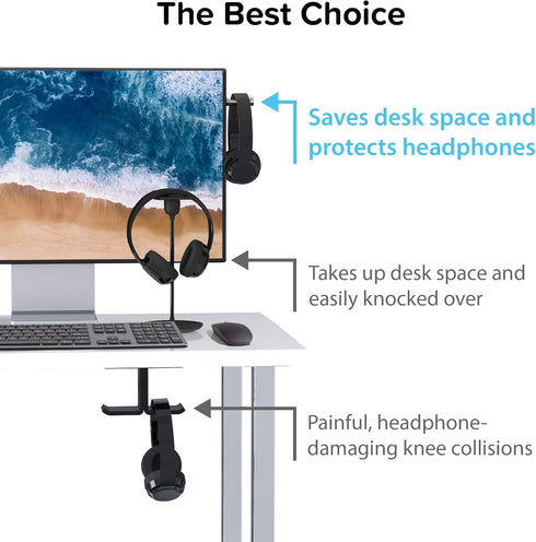 TotalMount Monitor Stand for Headphones and Headsets, Premium-Grade Holder Saves Desk Space and Protects