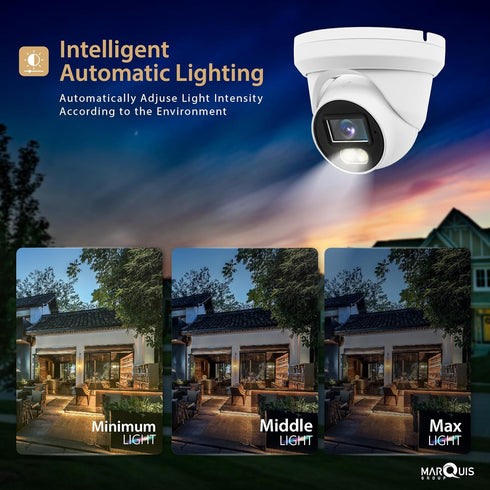 Marquis 8MP 24/7 Full-Color HD CCTV Security Camera - Outdoor Turret Dome with Sony-Starvis, Waterproof Analog