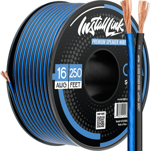 Install Link 16 AWG Gauge Speaker Wire Cable, Stereo for Car or Home Theater, CCA, 250 Feet