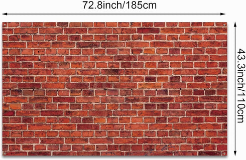 Red Brick Wall Party Backdrop, Large Fabric Photo Background for Baby Shower Birthday Party Decoration