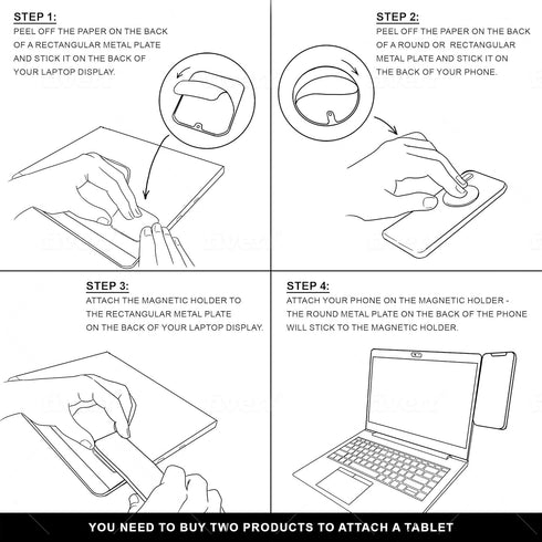 Portable Magnetic Side Mount, Strong Holder for Attaching iPhone or iPad to Laptop or Desktop Monitor