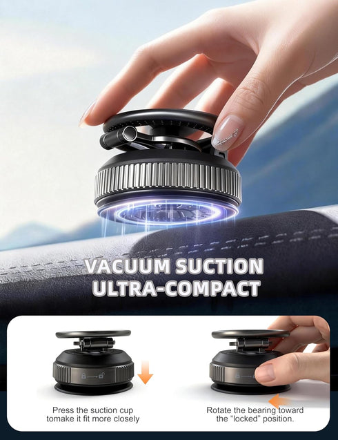Vearstie 30N 360 MagMount Pro High-Power Magnetic Car Phone Holder, Rotating Lock-Vacuum Suction Cup with Zinc Alloy