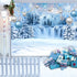 DUAIAI Frozen Winter Christmas Backdrop, Birthday Party Decorations Crystal Pendant Ice and Snow White World Wonderland