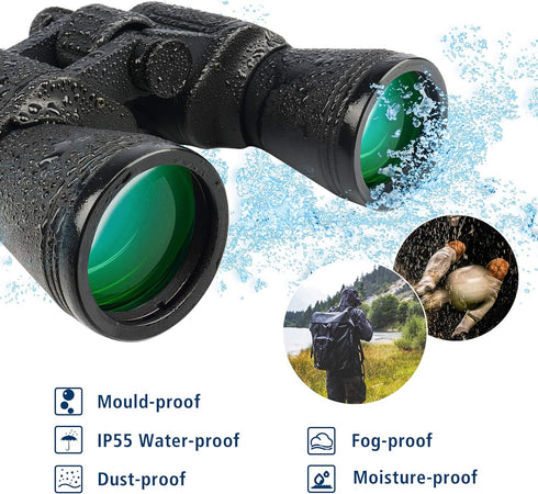 UncleHu 20x50 High Power Binoculars for Adults - Low Light Night Vision, Compact Waterproof Binoculars for Bird