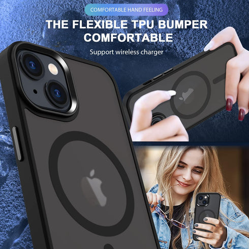 QLTYPRI Magnetic iPhone 12 Case (6.1 inch) Compatible with Wireless Charger, Protective Shockproof Translucent Case -