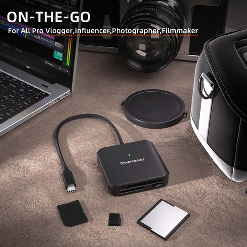 DriverGenius 3-in-1 3.2 Gen1 CFast2.0 microSD4.0 30cm (HB081, USB-C Card Reader with UHS-II SD, Slots - Nylon Braided
