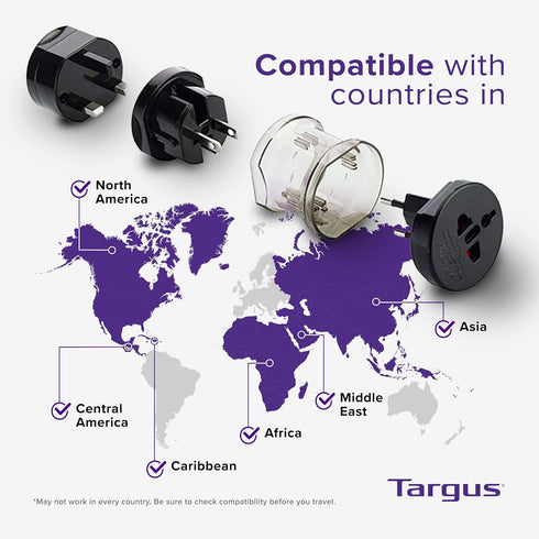 Targus Universal Power Travel Adapter, Black – International Plug Adapter for Europe, UK, AUS, and More