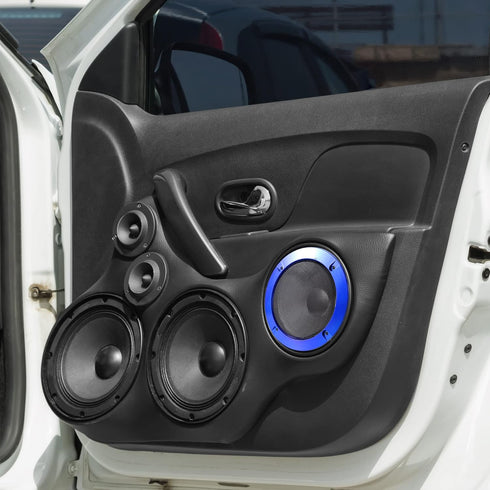 X AUTOHAUX 4 Inch Car Metal Audio Speaker Grill Cover, Mesh Woofer Horn Guard, Decorative Circle Grille Protector Blue