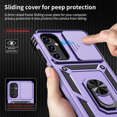 Military Grade Drop Protection Case for Samsung Galaxy A14 5G, with Slide Lens Cover, HD Screen Protector, Magnetic