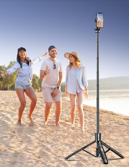 SelfieShow 71" 17/16/15/14/13/Android/Camera Aluminum Phone Tripod, Travel Tripods for iPhone with Remote, Extendable