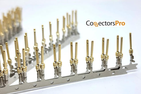 Connectors Pro D-Sub 2mm Male Crimp Pins, 200 Gold Tin Plated DB Connectors
