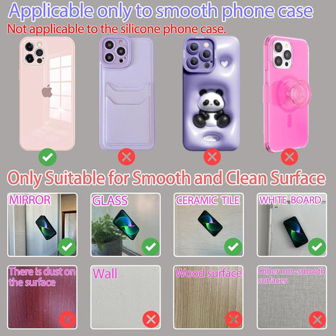 Silicone Suction Cup Phone Case Mount, Double Sided Hands-Free Strong Grip Holder for Selfies and Videos, Green