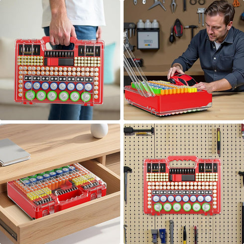 Molutsody 260 Pack) Battery Organizer Storage Holder Box Case with Tester, Stores & Protects Up to Batteries