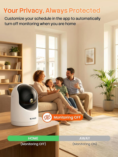 Tenda 2K 6 360 2-Way 24/7 Storage(CP3-V3.0) Indoor Security Camera for Baby Monitor, WiFi Pet/Dog Camera for Home