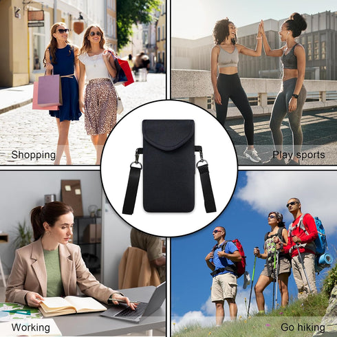 FVRYOG 17/16/15/14 S25Pixel 10 Neoprene Phone Sleeve Pouch Case Bag for Men Women w/Crossbody Strap/Neck Lanyard