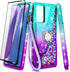 NZND Designed for Samsung Galaxy A03S Case, Cute Glitter Liquid Floating Waterfall Case with Screen Protector/Ring