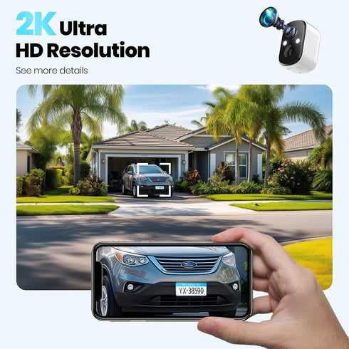 Techage 2K 2-Way IP66 Security Cameras Wireless Outdoor, Battery Powered WiFi Cameras for Home Security with AI Motion