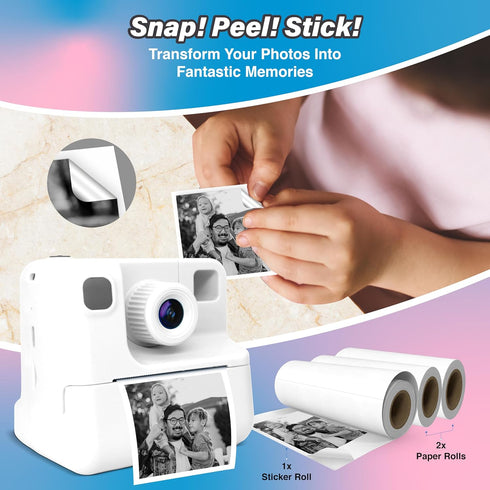 GabbaGoods Instant Print Kids Camera for Ages 3-9, Includes 32GB SD Card, Instant Thermal Print Feature, Toddler Camera