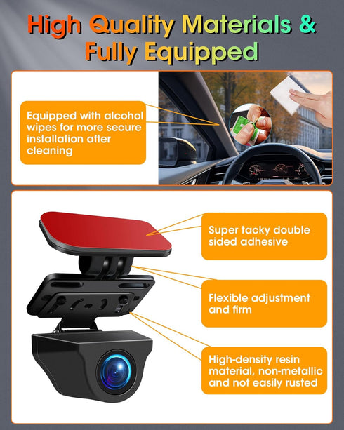 Rear Camera Holder for Dash Cam, Strong Adhesive Rearview Camera Bracket, 180° Adjustment for SUV, Truck
