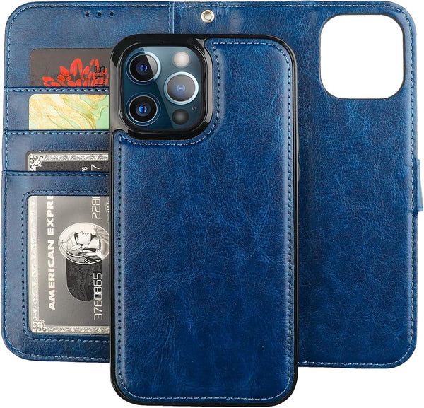 Bocasal Detachable Wallet Case for iPhone 13 Pro Max - RFID Blocking Card Slots, Premium PU Leather Magnetic Cover