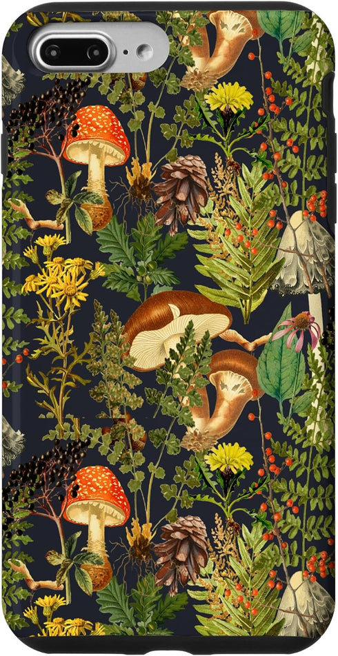 iPhone 7 Plus/8 Plus Case, Mushroom Woodland Scene with Elderberries, Fungi, Nature Shrooms