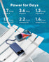 Portable Charger with Built-in Cables, Slim 10000mAh Travel Essentials Battery Pack 6 Outputs 3A High Speed for iPhone