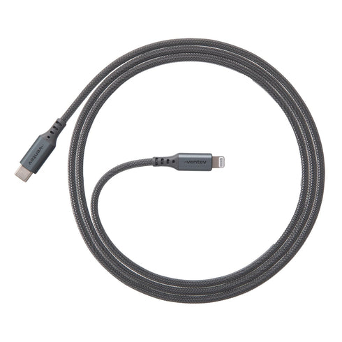 Ventev ChargeSync Alloy USB C to Apple Lightning Cable, 4ft, Fast Charging & High-Speed Data Transfer, MFi Certified -
