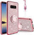 Cute Bling Glitter Phone Case for Samsung Galaxy Note 8, Shockproof 2-Layer Protective Cover with Ring Stand & Lanyard