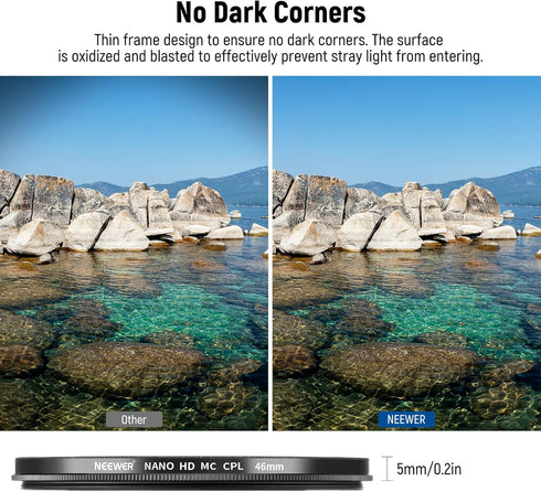 NEEWER 46mm Polarizer Filter, 24 Layer Multi Resistant Nano Coated MC CPL Circular Filter for Camera Lens