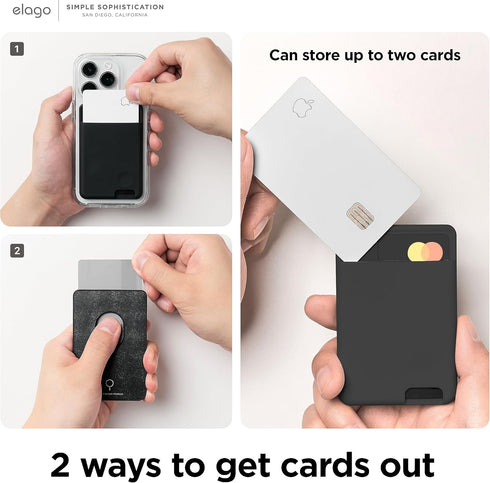 elago Magnetic Wallet Card Holder 2-Cards Compatible with MagSafe for iPhone 15/14/13/12 Series, Long Last Silicone