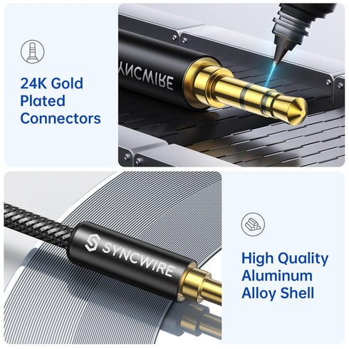 3.5mm (26.2ft/8m, SYNCWIRE Nylon Braided Aux Cable Hi-Fi Sound), Audio Auxiliary Input Adapter Male to Male AUX Cord