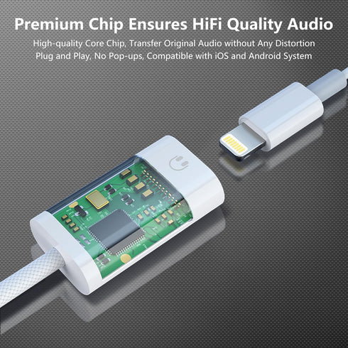USB C to Lightning Audio Adapter, Type C Male to Lightning Female Converter for iPhone 15/15Pro