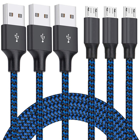Micro USB Cable, 3Pack 10FT Android Charger Cable Long Nylon Braided for Samsung Galaxy S7 S6 Edge, Tablets and More