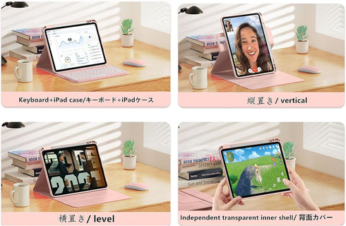 Keyboard Case for iPad 9th 8th 7th Gen 10.2 inch with Mouse, 360° Rotating Kickstand, Clear Back Cover