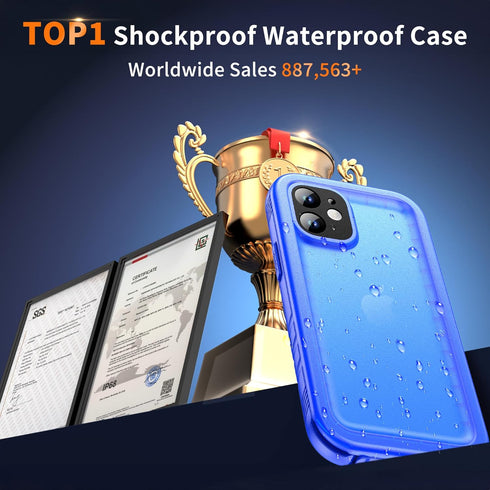 Cozycase Waterproof Case for iPhone 12 Pro Max - Full Body Rugged Dustproof Shockproof Cover with Built-in Screen