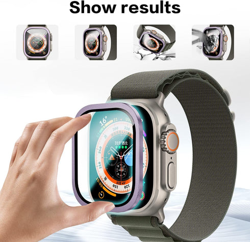Suoman 2-Pack for Apple Watch Ultra 2 49MM Case, Waterproof Ultra-Thin Full Coverage Tempered Glass Protector Cover