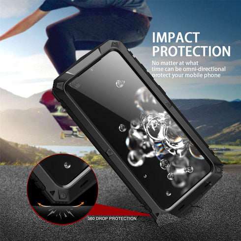 Aluminum Metal Waterproof Case for Samsung Galaxy S20 Plus, Shockproof Military Heavy Duty Sturdy Protector, Black