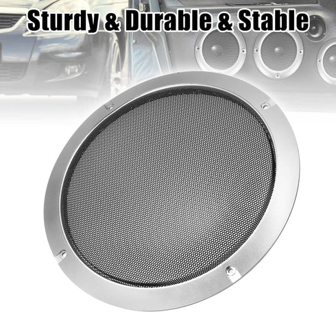 X AUTOHAUX 8" Round Speaker Grille Cover Mesh Trim, Silver Tone Subwoofer Grille Horn Protective Guard for Car Stereo