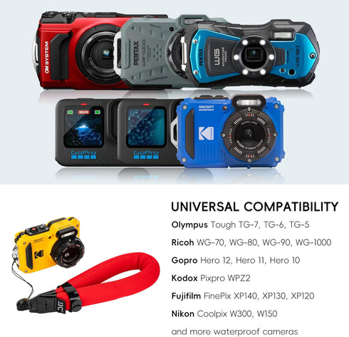 JJC Waterproof Camera Floating Wrist Strap for Olympus Tough TG-7, TG-6, TG-5, Kodak, Pentax, Fujifilm, Nikon, GoPro