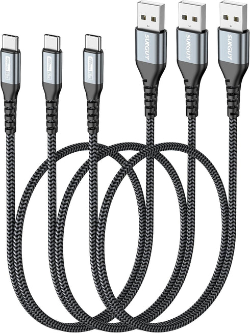 SUNGUY USB to USB C Cable 1.5FT, 10Pack USB A to USB C Charger Cord, 3A Fast Charging for iPhone/Samsung