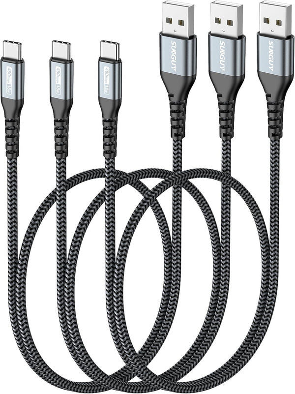 SUNGUY USB to USB C Cable 1.5FT, 10Pack USB A to USB C Charger Cord, 3A Fast Charging for iPhone/Samsung