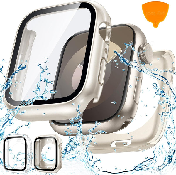 2-Pack Goton Waterproof Apple Watch Case for SE Series 6 5 4, 40mm 360 Protective Glass Face Cover + Back Bumper