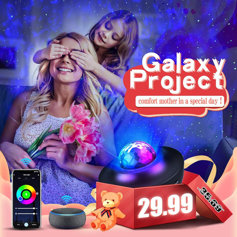 Galaxy Projector Star Projector with Alexa Google Home, Bluetooth Music Speaker, Remote Control