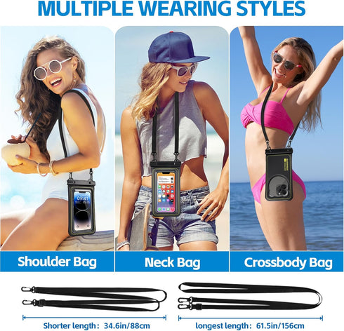 IP68 Floating Waterproof Phone Case for iPhone 15 14 13 Pro Max, Galaxy S24 S23 S22 Ultra, Black