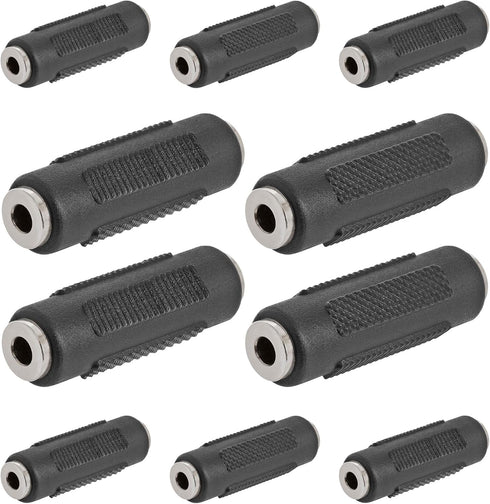 Cmple 10 Pack 3.5mm Stereo Jack to 3.5mm Stereo Jack Female to Female Audio Adapter Coupler Connector for Stereo Cab