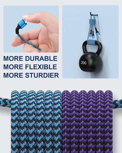 Multi USB Charging Cable, USB to USB C and Lightning Cable, 4ft Braided 2 in 1 Fast USB Cable with Type C/Lighting Port