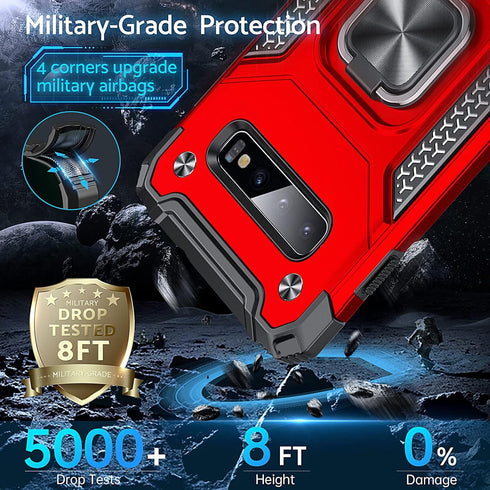 Anqrp Galaxy S10 Plus Case, Military Grade Protective Cover with Enhanced Metal Ring Kickstand for Samsung Galaxy S10+