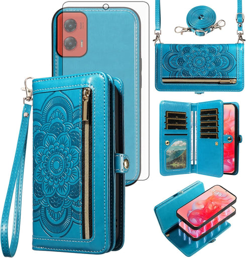 Asuwish Phone Case for Motorola Moto G Stylus 5G 2024 Zipper Wallet Magnetic
