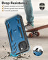 Protective Case for iPhone 13/14, Heavy Duty Military Grade Cover with Built-in Kickstand, Durable Dual-Layer Blue